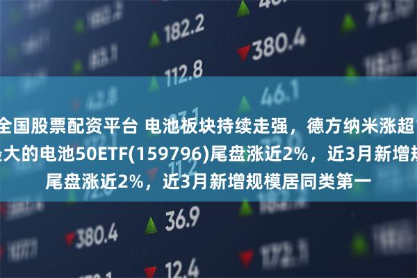 全国股票配资平台 电池板块持续走强，德方纳米涨超11% 同类规模最大的电池50ETF(159796)尾盘涨近2%，近3月新增规模居同类第一