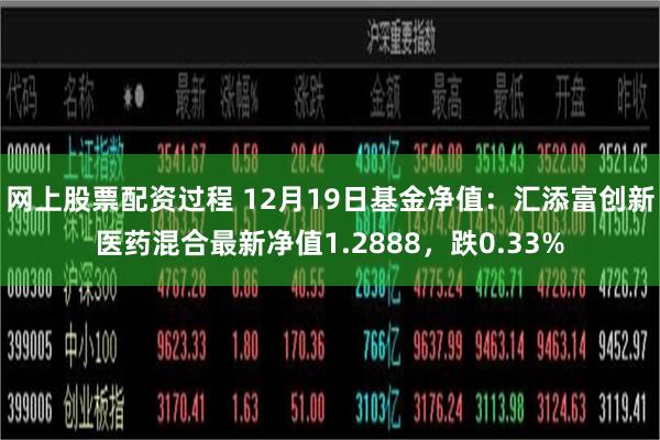 网上股票配资过程 12月19日基金净值：汇添富创新医药混合最新净值1.2888，跌0.33%